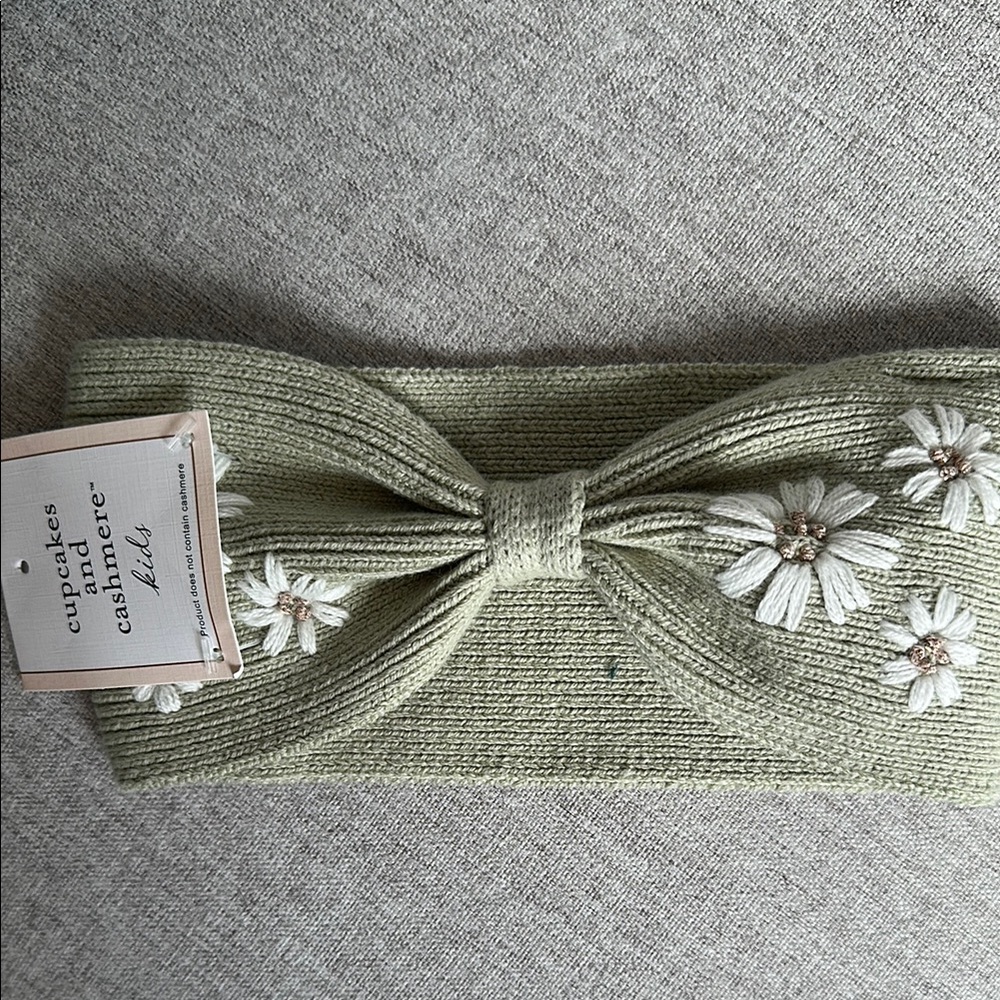 Green knit 2T boutique mock neck dress with matching headband (NWT) - Picture 7 of 8